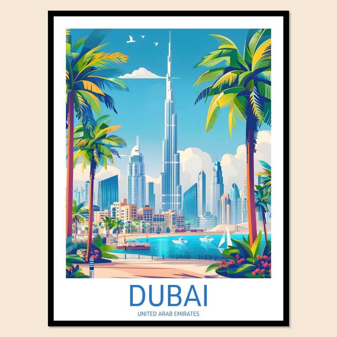 Dubai Skyline Print Wall Art Dubai Wall Hanging Home Décor Dubai Gift