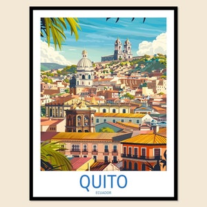 Quito Vintage Reise Illustration Wandkunst Quito Wandbehang Wohnkultur Quito Geschenk Kunstliebhaber Ecuador Kunstliebhaber Geschenk Druck Kunstwerk Süden