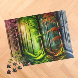 Unieke legpuzzel, 4 seizoenen bos, 250, 500, 1000 stukjes, volwassene, familie, cadeau voor puzzelliefhebbers