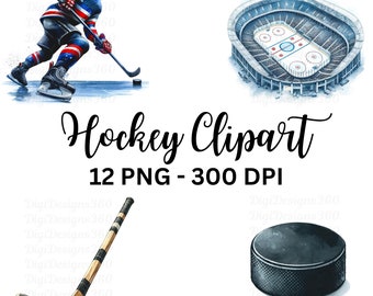 Aquarel hockey clipart – sportgraphics, 12 png (digitale download)
