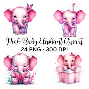 Lindo elefante PNG, clipart de elefante bebé de acuarela, perfecto para decoración de guardería e invitaciones para baby shower, uso comercial