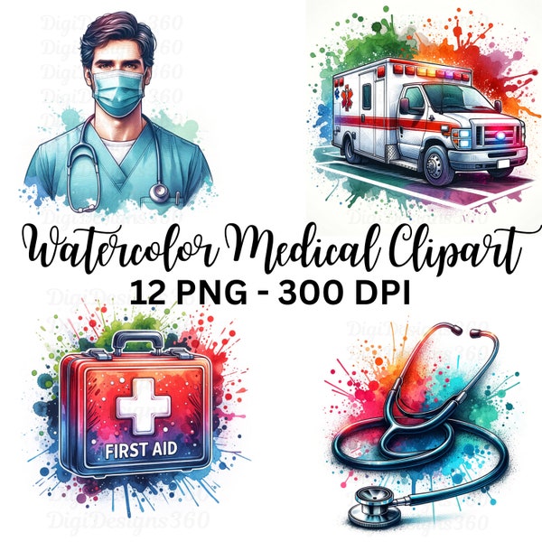 Get Creative with Watercolor Medical Clipart: Perfect for Doctors & Nurses