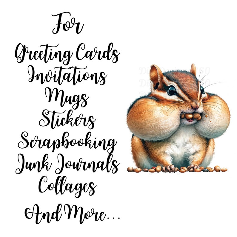 Watercolor Chipmunk Clipart – Forest Animal Graphics (digital Download ...