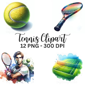 Tennis PNG - Unieke aquarel Tennis Clipart Set, hoogwaardige creatieve ontwerpen voor digitale projecten, commercieel gebruik