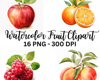 Watercolor Fruit Clipart Set – Tropical Illustrations (Digital Download)