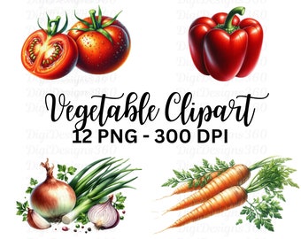Watercolor Vegetable Clipart Set – Garden Veggies, Food Illustration (Digital Download)