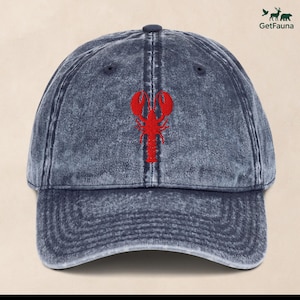 Red Lobster Embroidered Hat | Vintage Inspired Lobster Dad Cap | Beach Baseball Hat | Lobster Embroidery Cap |  Gift for him