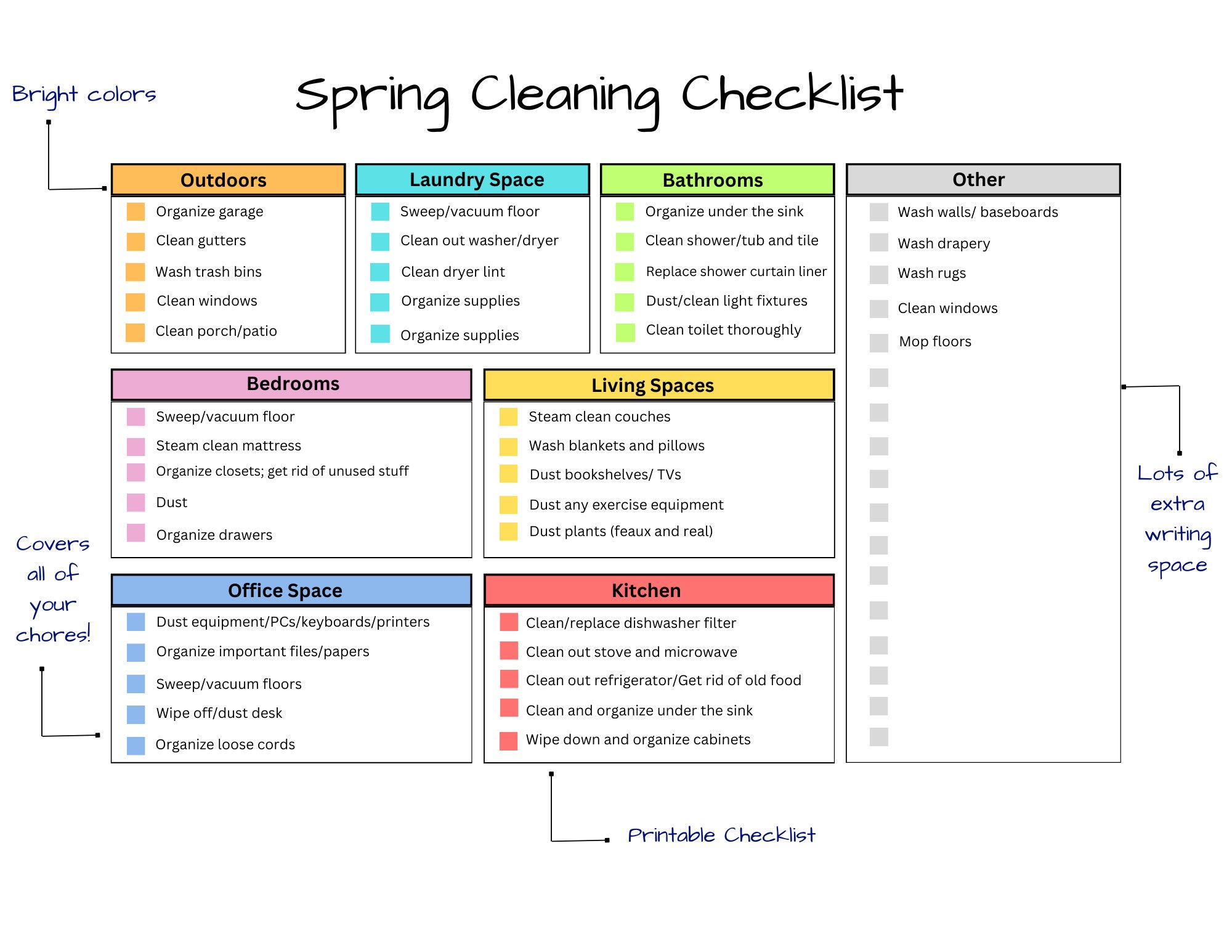 Printable Spring Cleaning Checklist - Etsy