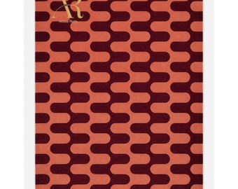 Retro Wave Hand Tufted Rug, Mid Century Modern Area Rug, Abstract Geometric Carpet, Terracotta Burgundy Rug