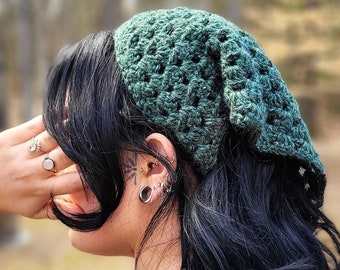 Sleek Sorcery Crochet Hair Bandana - Lightweight, Bulk-Free Design | Cottagecore Boho Spring Headscarf | Witchy Gift, Free Shipping
