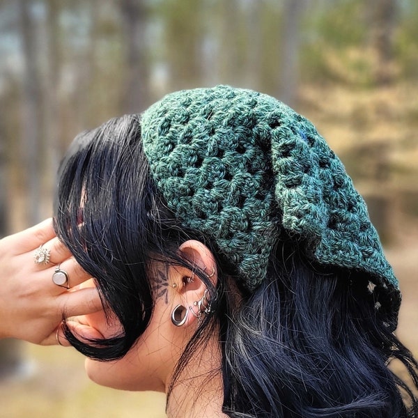 Sleek Sorcery Crochet Hair Bandana | Mother’s Day, Festival, Boho, Hippie, Cottagecore, Witchy Gifts |