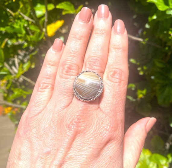 African Botswana Agate Ring in Silver - image 2