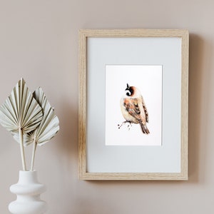 Sparrow Watercolor Painting Art Print: Bird Illustration (4x6)