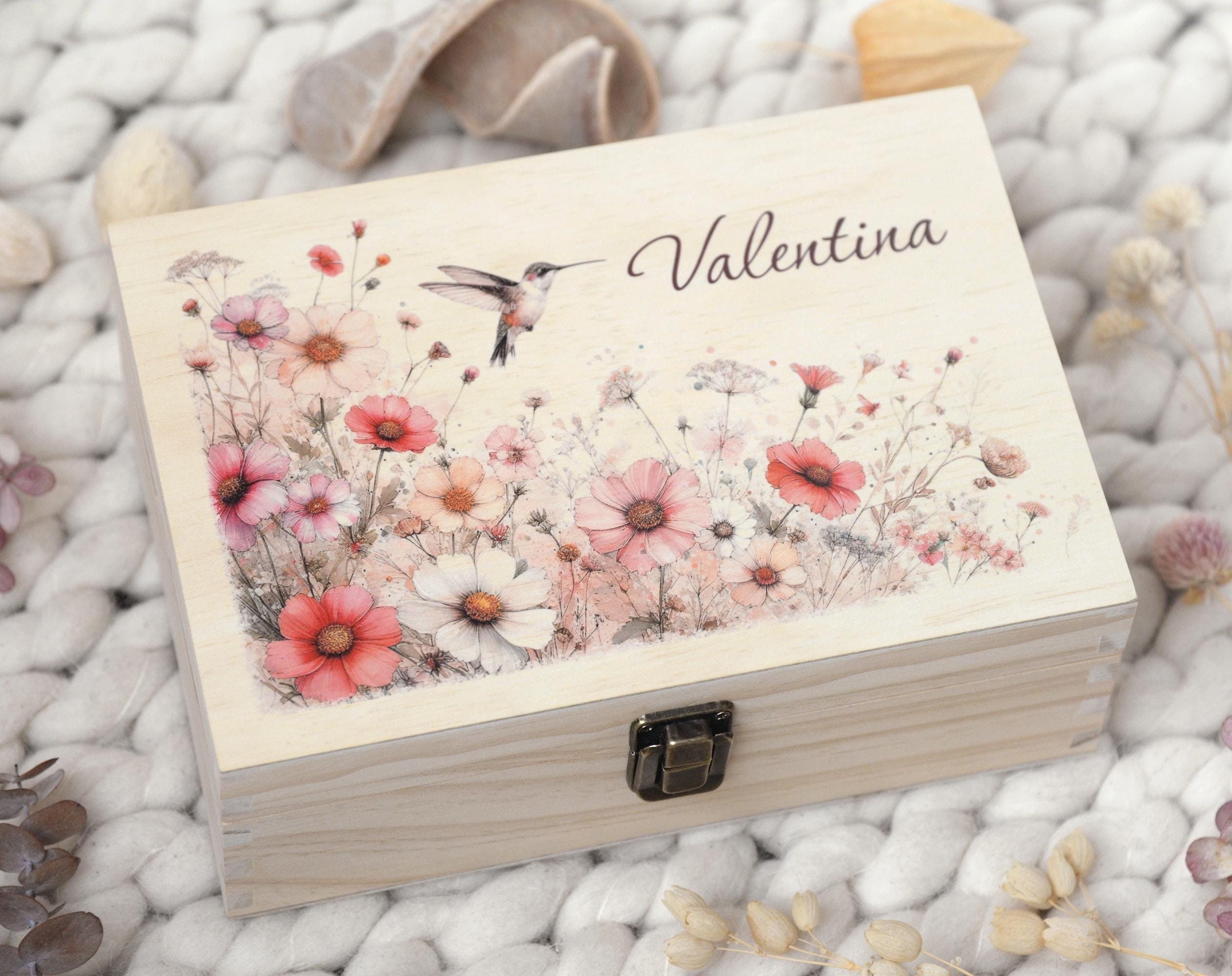 Personalized Wooden Keepsake Box: Floral Jewelry & Memory Box - Etsy