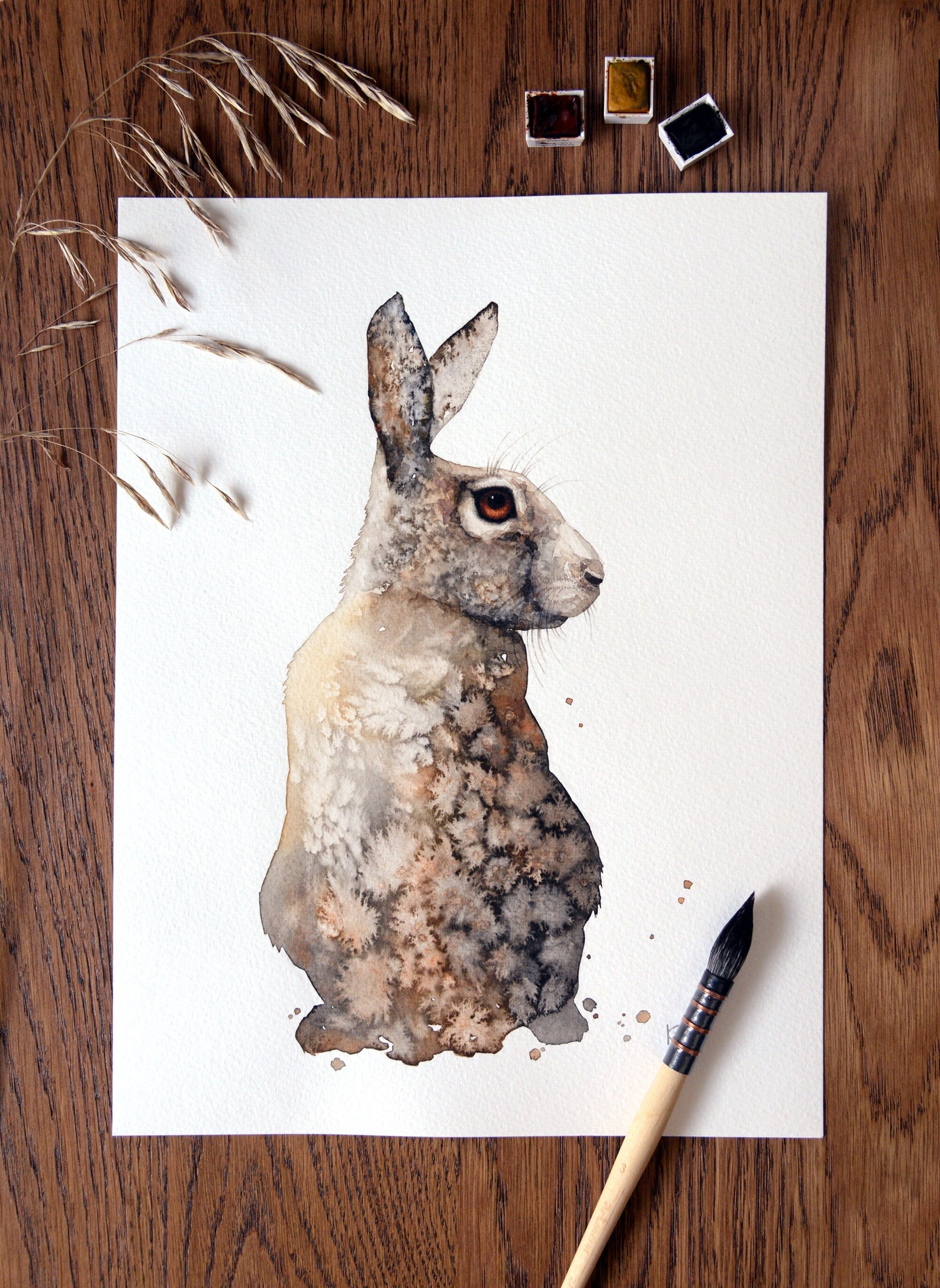 Rabbit Painting Original Watercolor Painting Hare Painting Wild Rabbit ...