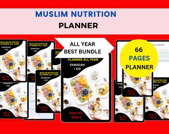Muslim Nutrition Planner, Amazing Printable 2024, Best Halal Meals Planner Ramadan Diet Planner Exercise Fitness Planner