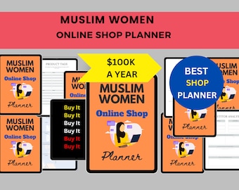 Muslim Women Online Shop Planner, Make Money, Sell On Etsy, Islamic Printable Small Business Planner 2024