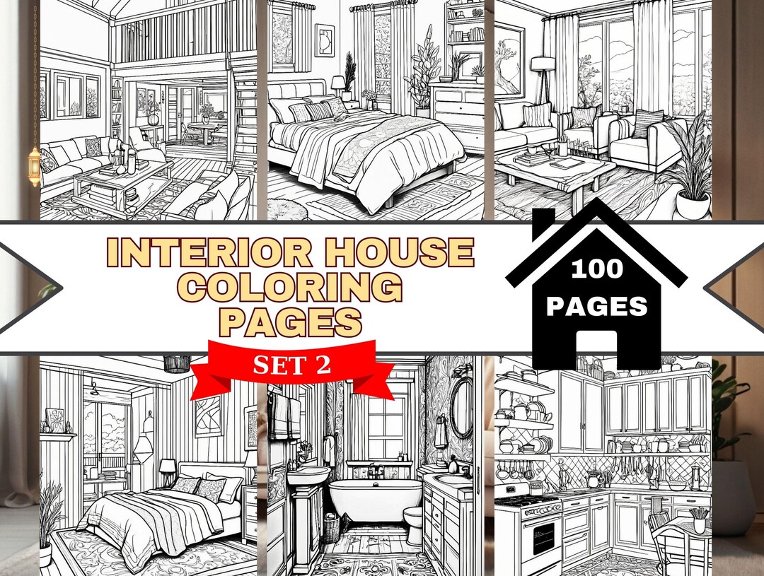 100 Interior House Coloring Pages,room Coloring Sheets,coloring Book ...