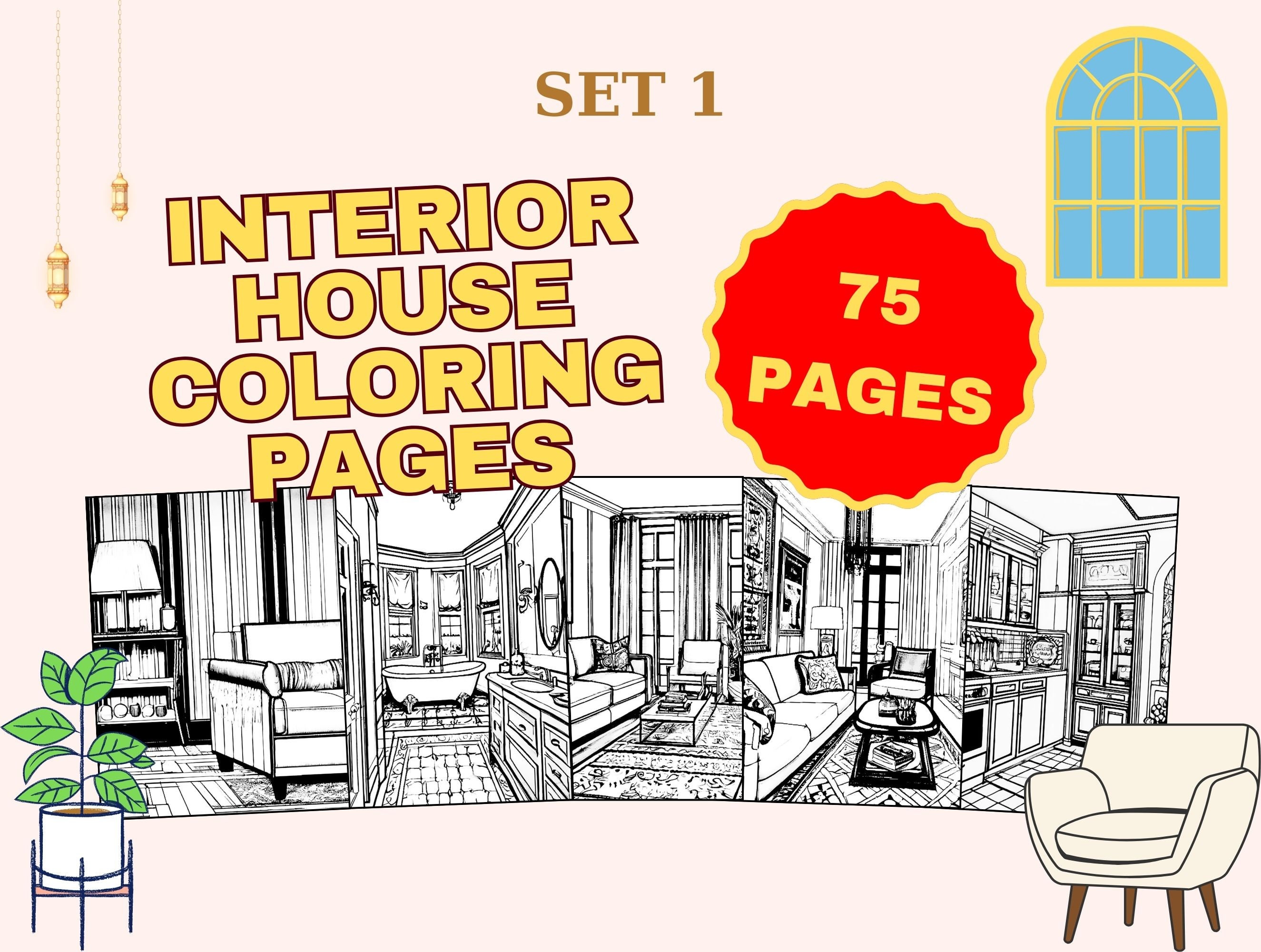 75 Interior House Coloring Pages,room Coloring Sheets,coloring Book ...