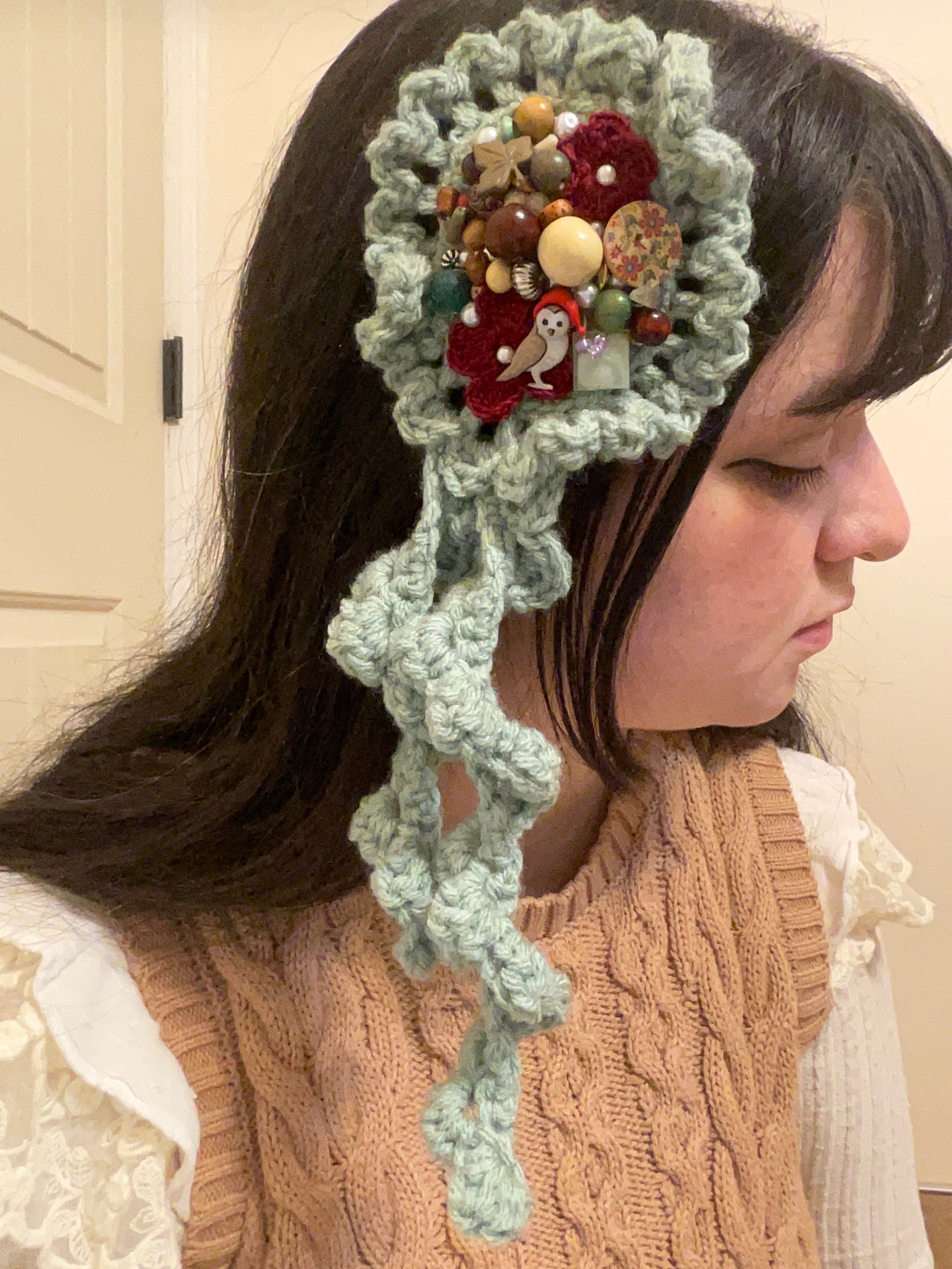 アクセサリー moriki Mori Kei Crochet Clip, Cottagecore, Forest, Fairycore, Natural Kei