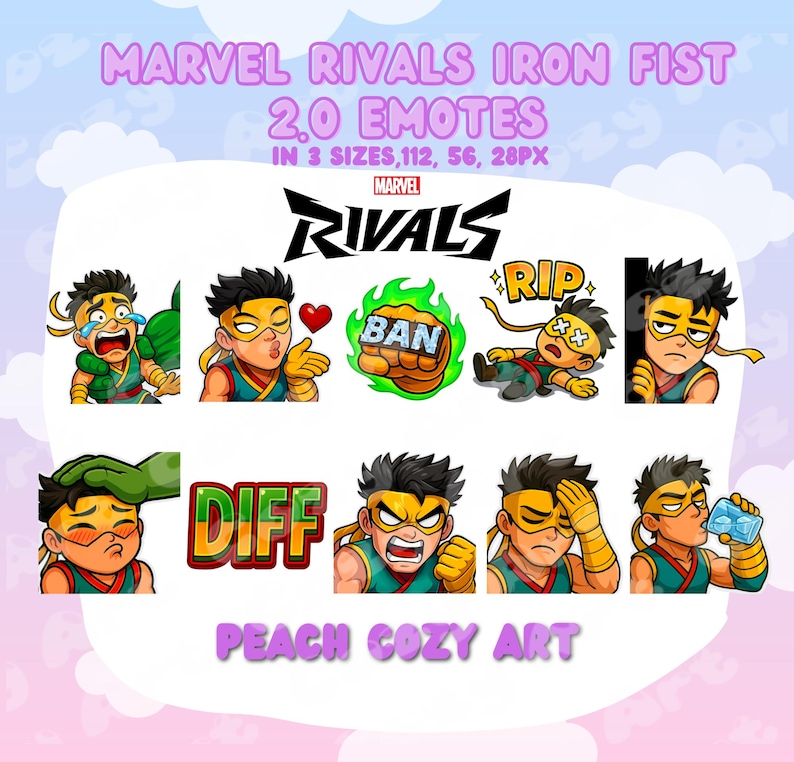 Marvel Rivals Iron Fist V2 Emotes | Chibi | Twitch Emotes | Discord ...