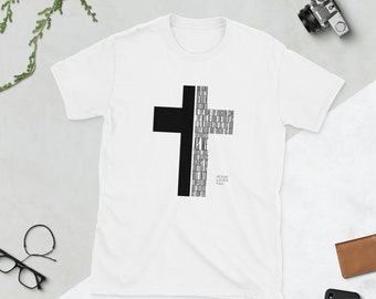 Black & White Cross Heavenly Father Prayer Unisex T-Shirt