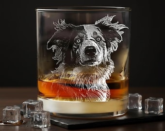 Vaso de whisky con retrato grabado de mascota - Regalo conmemorativo personalizado para perros y gatos - Vaso de whisky personalizado para recordar a tu mascota perdida