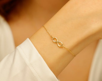 14k Infinity Bracelet For Women, Gold Infinity Bracelet,Dainty Layering Bracelet, Minimal Layering Bracelet,Infinity Bracelet,Love Bracelet