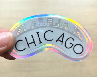 Holografische Chicago Bean-sticker - Cloud Gate-ontwerp (3 x 1,6 inch) waterdicht, duurzaam vinyl – perfect voor laptops, waterflessen en meer!