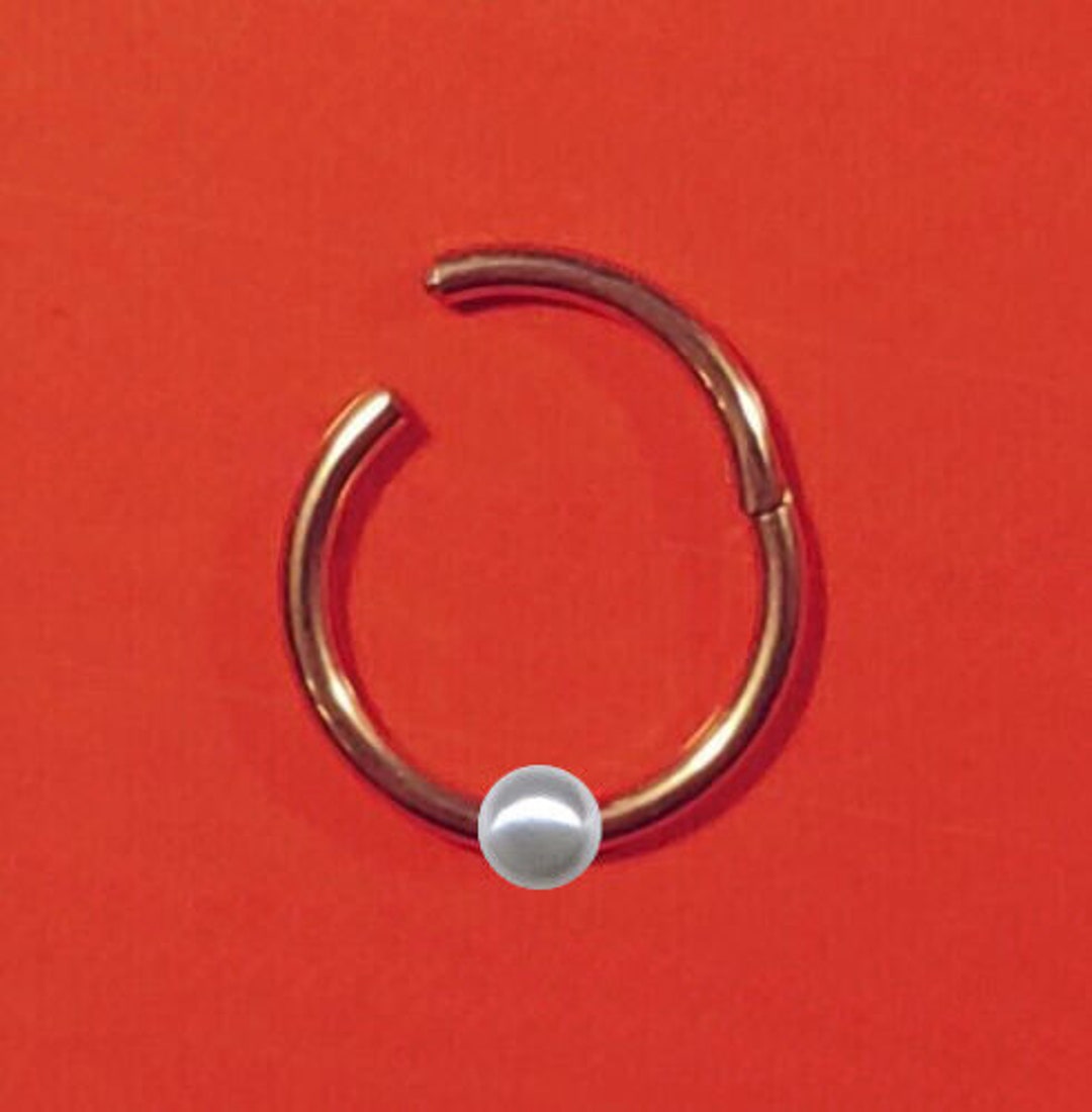 Piercing Clicker I Real 585 / 14 Ct Rose Gold I Pearl I Nose Ear Lip Breast I Intimate Helix