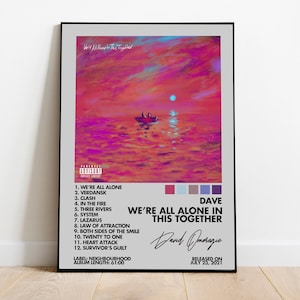 Dave Album poster Hypebeast Minimalist Album Poster (Instant Download ),  We&#39;re All Alone In This Together, Album Poster, Dave, UK  UK Rap