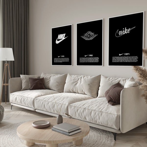 Nike Evolution Digital Print Set / Carteles de la historia del logotipo inspirados en Nike / Regalo perfecto para el novio / Hypebeast Art / Decoración de la oficina en casa