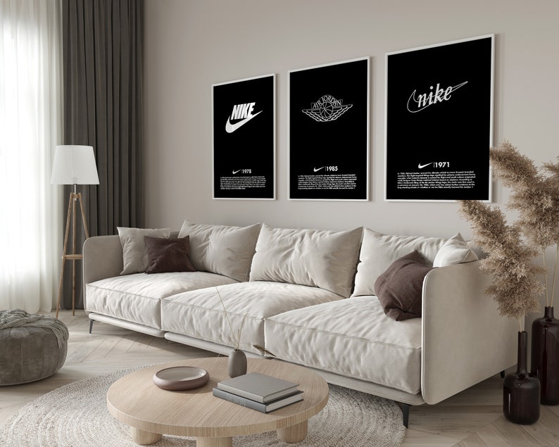 Ensemble d'impression numérique Nike Evolution Posters inspirés de l'histoire du logo Nike Cadeau parfait pour petit ami Art hypebeast Décoration de bureau à domicile image 1