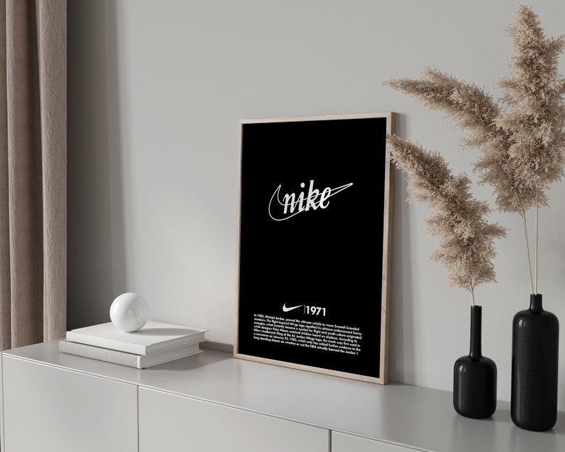 Nike Evolution digitale printset Op Nike geïnspireerde logogeschiedenisposters Perfect cadeau voor vriend Hypebeast-kunst Thuiskantoor decor afbeelding 3