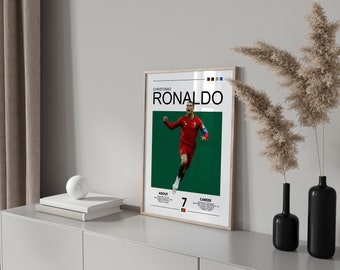 Cristiano Ronaldo poster, Ronaldo voetbal print, sport poster, voetbal poster, voetbal muur kunst cadeau, sport slaapkamer decor cadeau