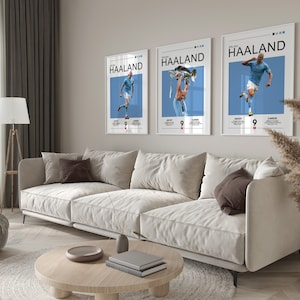Erling Haaland set van 3 poster, Man City voetbalprint, sportposter, voetbalposter, voetbal muurkunst cadeau, Haaland (digitale download)