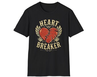 Vintage style "Heart Breaker" retro T shirt, Gift for her concert style t shirt
