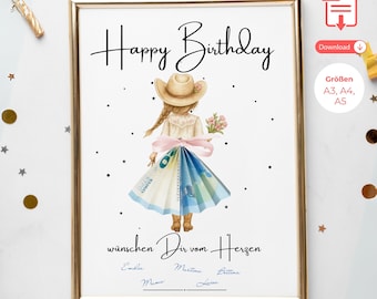 Birthday cash gift | Gift voucher for girlfriend | Wish granter | Last minute gift | DIY gift idea | Birthday gift picture | PDF download