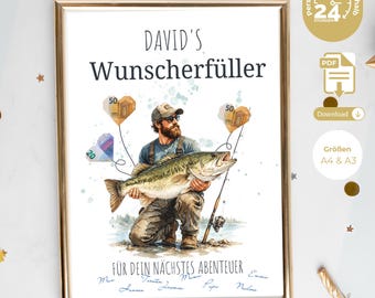 Personalisiertes Geldgeschenk Geburtstag Mann |Vatertag Angeln Freund |Geburtstagsgeschenk Vater |Geschenk Angler |Last Minute Geschenk