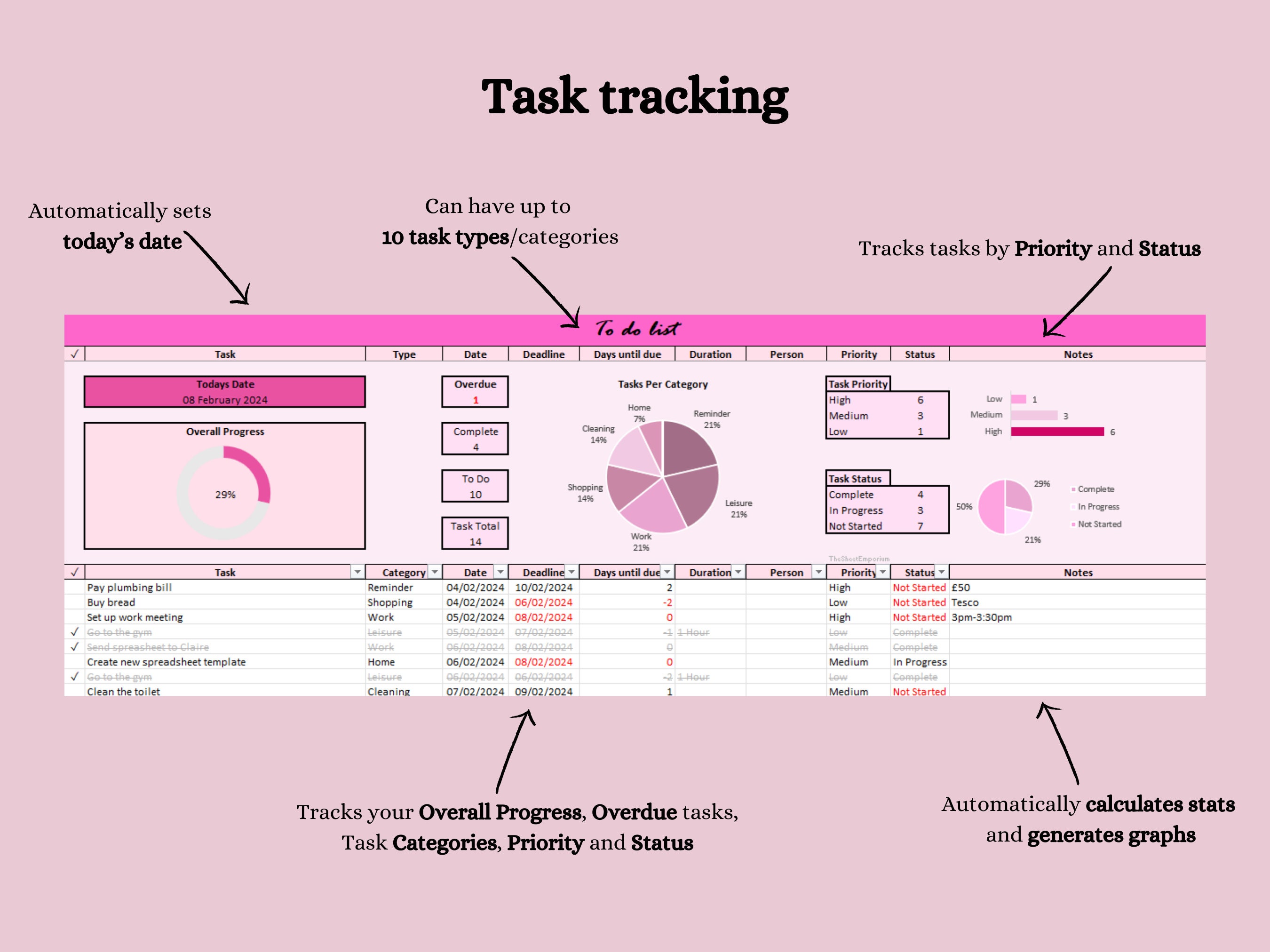To Do List Excel Template, Digital Daily and Weekly Schedule/planner ...