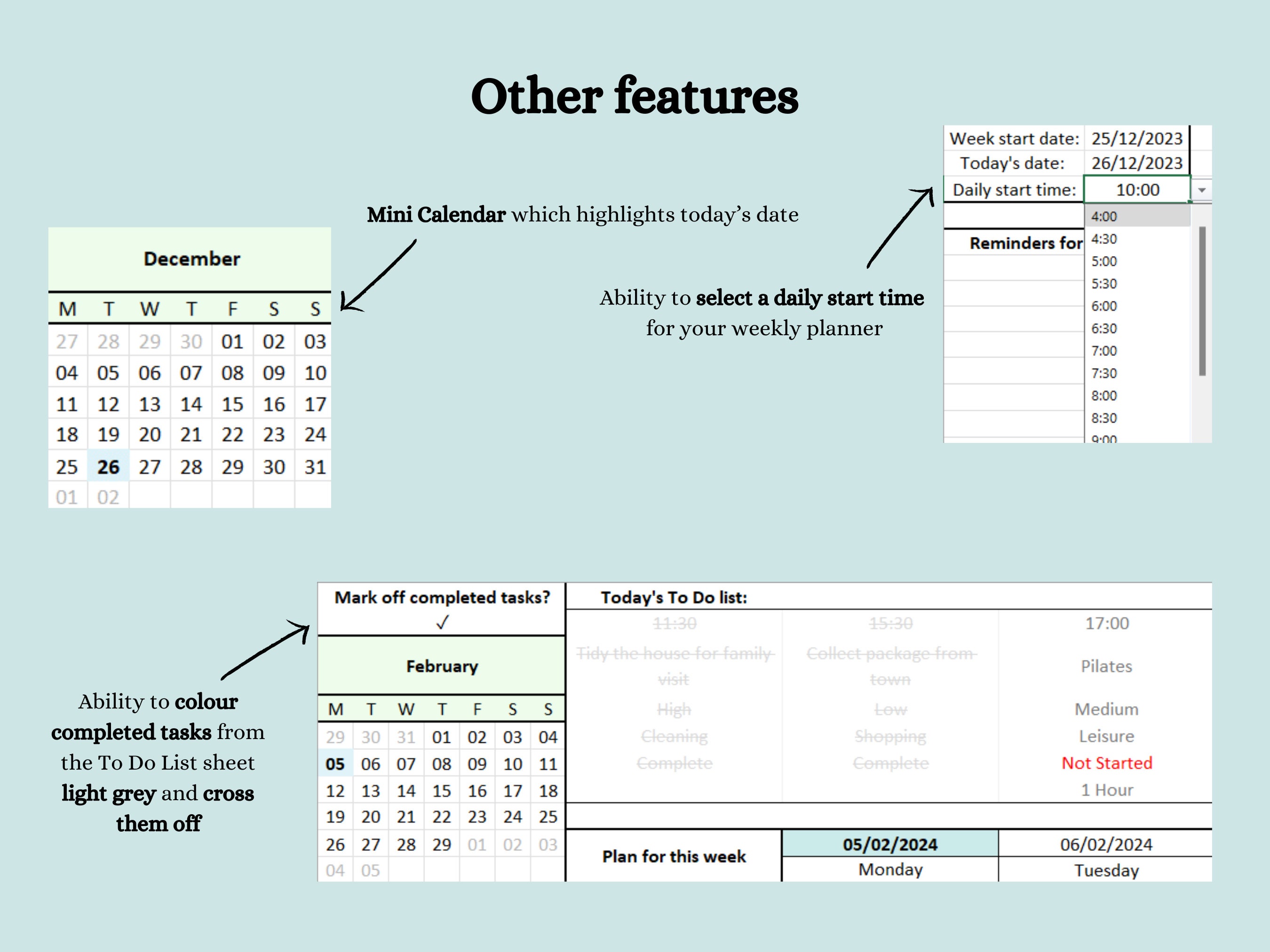 To Do List Excel Template, Digital Daily and Weekly Schedule/planner