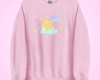 Shooting Star Sweatshirt: Yume Kawaii, Pastel Pink, Sizes S-3XL