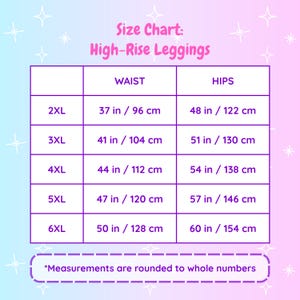 Pink and Cyan Striped Leggings High-Rise Plus Size Chart