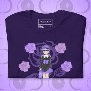 Dark Lolita Girl Shirt: Kawaii Goth Fashion, Purple Roses, Anime Tee, Unisex Sizes XS-4XL