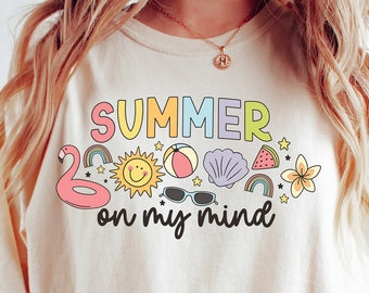 Summer On My Mind, Summer Shirt, Summer Gift, Hello Summer, Cute Summer Graphic Tee, Beach Shirt, Retro Summer Shirt, Vacation Mode Shirt