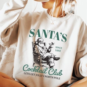 Santas Cocktail Club Christmas Sweatshirt Funny Christmas Sweater Espresso Martini Dirty Martini Christmas Crewneck Brewdolph Bachelorette