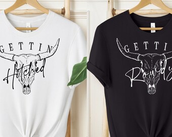 Western Bachelorette Party Shirts, Getting Hitched Rowdy Shirt, Wedding Gifts, Country Bachelorette Shirt, Team Bride Shirt, Bride Shirt