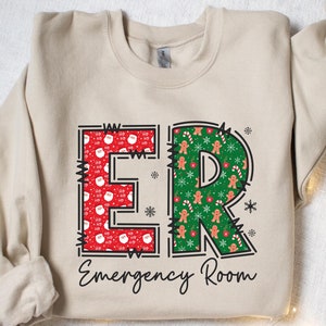 Christmas Er Nurse Sweatshirt, Emergency Nurse Christmas Gift, Er Shirt, Nurse Week Shirt, Gift For Er Nurse, Er Nurse Shirt, Emergency Room