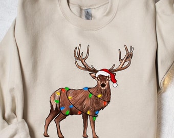 Reindeer Christmas Sweatshirt, Christmas Animals Shirt, Womens Christmas Shirt, Reindeer Christmas Shirt, Holiday Sweaters, Christmas Gift