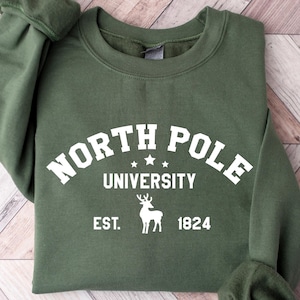 North Pole University Sweatshirt, Christmas University Sweater, Christmas Collage Sweatshirt, North Pole Christmas Sweatshirt,Christmas Gift